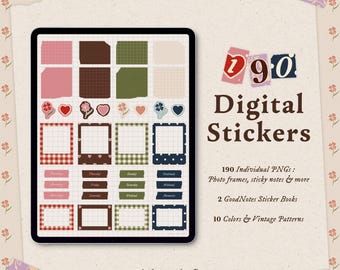Digital Journal Sticker Pack: Scrapbooking, Bullet Journal, Planerelemente (PNG, Pre-cropped GoodNotes)