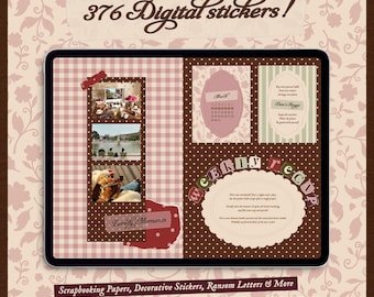 Digitales Journal Aufkleber Set: Journaling Zubehör, Scrapbook Papier, Lösegeld Brief, GoodNotes Stickerbook (PNG, Printable)