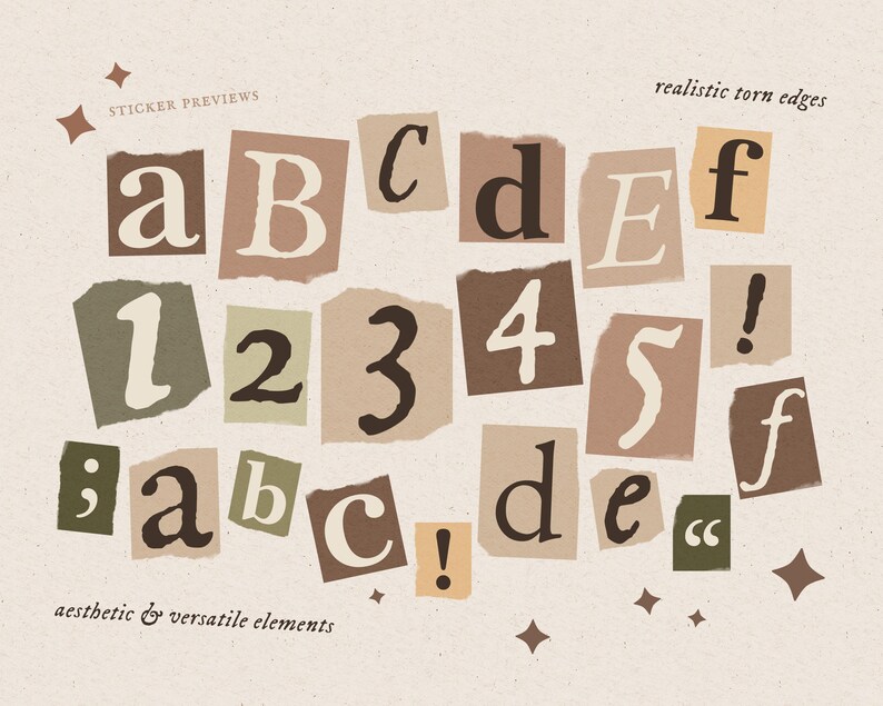 Magazine Cutout Letter Digital Stickers: Scrapbooking, Journaling, Collage, Ransom Note (PNG, Pre-Cropped GoodNotes) image 2