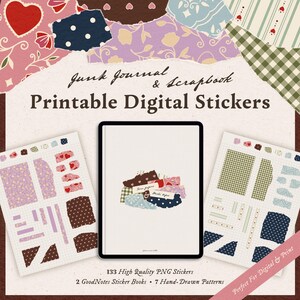 Pegatinas digitales de papel rasgado: Papeles vintage para álbumes de recortes, pegatinas imprimibles para diarios, bullet journals y agendas (PNG, GoodNotes)