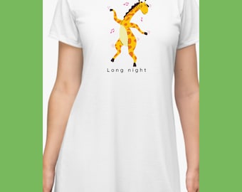 Chemise de nuit girafe dansante, chemise de nuit, t-shirt long, chemise de nuit