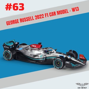 2022 George Russell Mercedes W13 F1 Car Model 1/43 size (Burago), Formula 1 Car Model Gift, Formula 1 Merch, Toy Car Model
