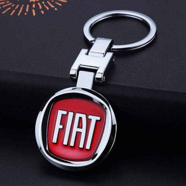 1 pcs 3D Double Sided High Quality Metal Car Logo Keychain Keyring For Fiat