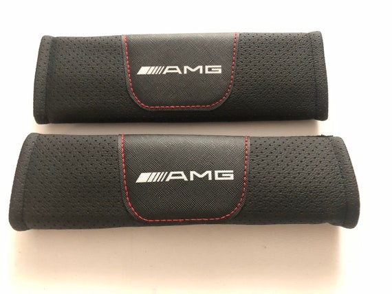 2 Stück Set AMG Leder Auto Sicherheitsgurt Abdeckung Schutz