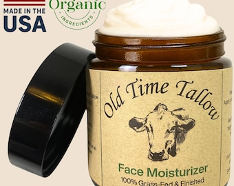 Organic Tallow Moisturizer | Made in USA | Non-Greasy, Fast Absorbing | 100% Grass Fed Beef Suet | Non-Comedogenic | Whipped Tallow Balm