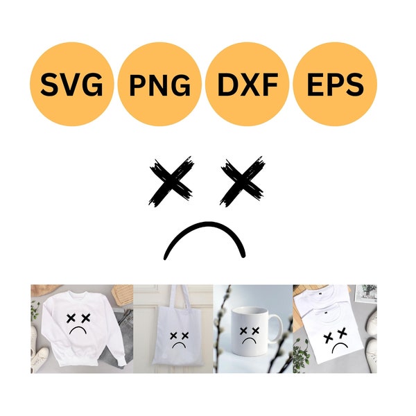 Marshmello SVG, Sad Face, Cutting Machine, Cricut, Sad Face SVG, T-shirt Design, Craft, Art Print, Digital download, dxf, png, eps, smiley