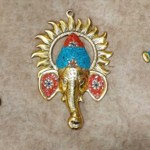 Metal Ganesh & Musician with Stone Work, Entrance Gate Decor, Outdoor Decor, Wall Hanging, Ganesha Hanging Decor, Brass Home Decor, Gifts