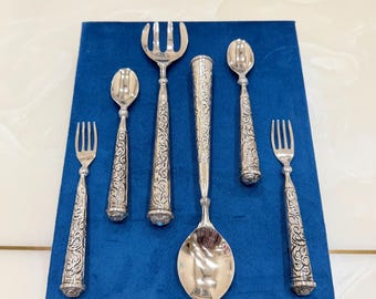Juego de cuchara y tenedor de plata alemana, cubiertos vintage chapados en platino, utensilios de mesa de 23 cm, regalos