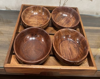 Vintage Wooden Snack Bowl Set: Charcuterie Serving Tray