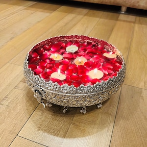 Duitse zilveren urlikom, urli voor decoratie, decoratieve urli, decor entree, kom, decor Diwali, geschenken, gratis expreslevering