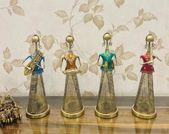 Metal Iron Handmade Rajasthani Musician Set ,Tealight Holder, Home Décor, Figurines, Centerpiece Décor,  Luxury Style Indian handicraft Gift