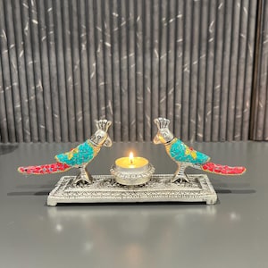 Lot van 50 Duitse zilveren T-lichtstandaard voor papegaai, diya papegaai, bulkgeschenken, retourgeschenken, feestartikelen, religieuze geschenken, gratis expreslevering