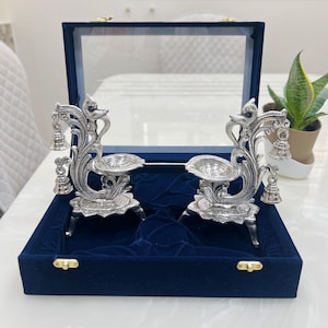 German Silver Diya with Velvet Box, Diwali Gift, Bulk Gifting, Wedding Favors, Return Gifts, Housewarming Gifts, Religious Gifts, Oil Lamp