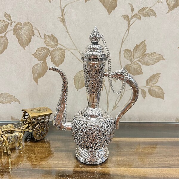 German Silver Surai Aftaba, Vintage Surai, Traditional Teapot, Table Decor, Vintage Decor, Mughal Surai, Vintage Pitcher, Arabic Surai, Gift