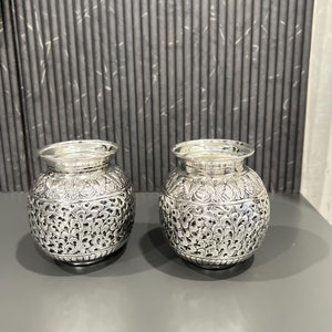 Duitse zilveren kalash-lota voor pooja, waterpot, kalash voor puja, Diwali puja kalash, Pooja Essential, zilveren minipot, gratis expreslevering