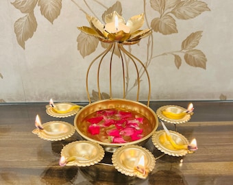 Lotus Urli Bowl, Urli for Floating Candle-Flower, Decorative Bowl, Temple Decor, Diwali Decor, Urli Bowl, Candle Holder For Home, Diya Stand