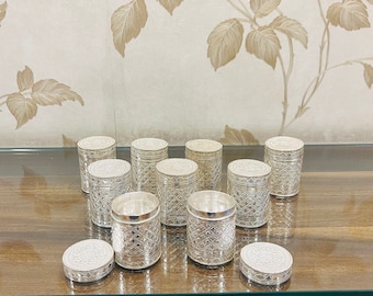 German Silver Trinket Box, Floral Design, Wedding Favor, Return Gifts,