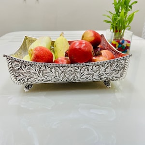 German Silver Fruit Basket, Table Decor, Kitchenware, Vintage Fruit Basket, Metal Fruit Bowl, Bonbon Dish, Fruit Storage, Centerpiece, Gifts