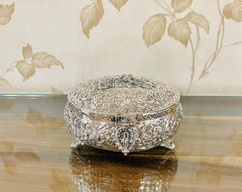 German Silver Jewelry Box: Ornate Trinket Storage, Table Centerpiece
