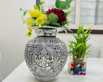 German Silver Big Flower Vase: Antique Home Decor Centerpiece, Vintage Gifts,