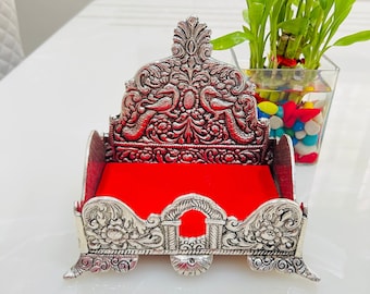 German Silver Singhasan For God, Oxidized Silver Singhasan, Throne for God, Pooja Room Singhasan, Temple Decor, Diwali Decor, Diwali Gift