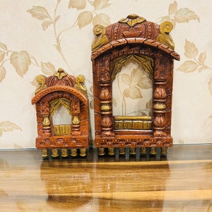 2  Wooden Indian Jharokha, Antique Wooden Frame, Rustic Primitive Style Window Jharokha, Indian Vintage Frame, Indian Wall Decor,