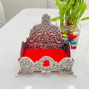 German Silver Singhasan For God, Oxidized Silver Singhasan, Throne for God, Pooja Room Singhasan, Temple Decor, Diwali Decor, Diwali Gift