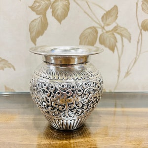 Pooja Lota, Silber Kalash, Pooja Set, Silber Kalash, Tempel Dekor, Kalash für Puja, Silber Mini Topf, Geschenk für Housewarming, Festival Geschenke