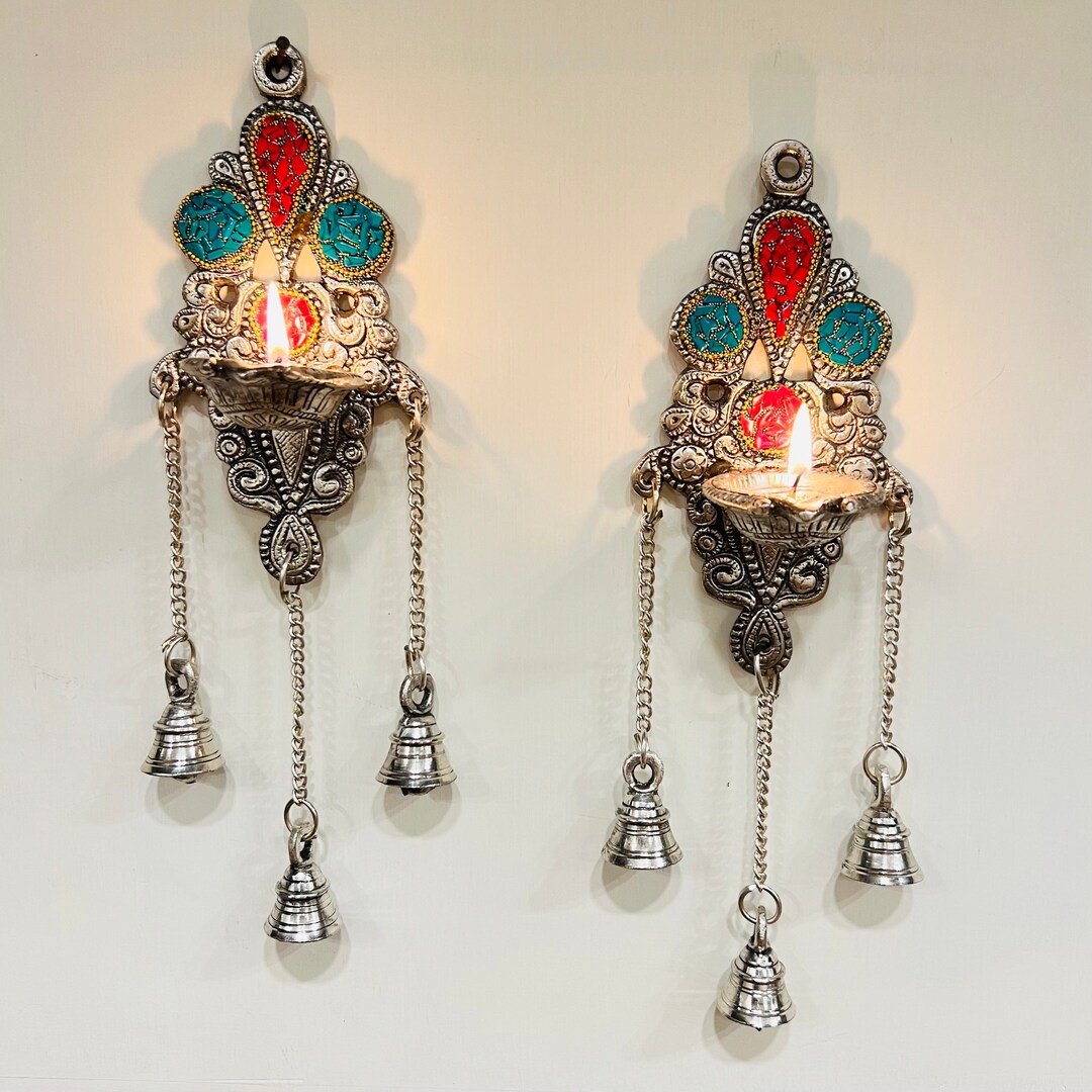 HOME GENIE Messing Diya Set - 4 Traditionelle Öllampen Für Pooja 7,5x5cm