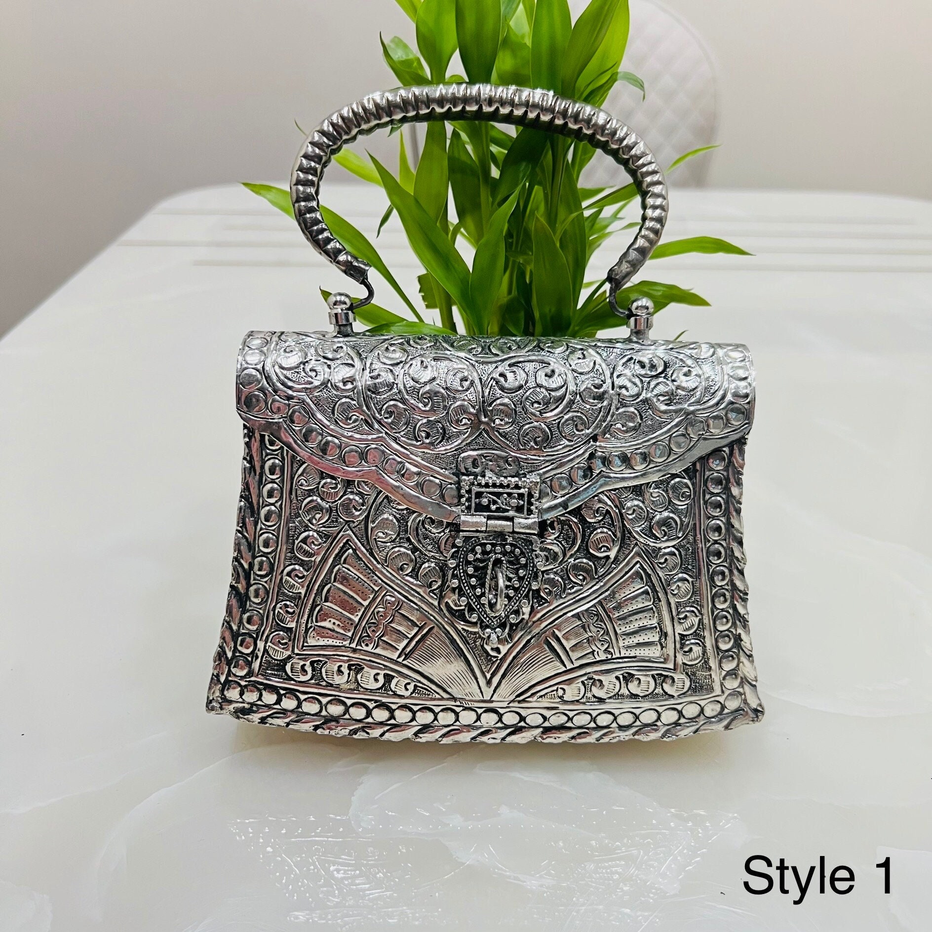 Exclusive Hand Carved High-Quality German Silver Clutch