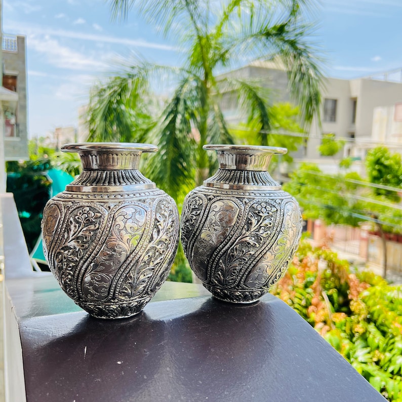 German Silver Flower Vase, Decorative Vase, Vintage Decoration Flower