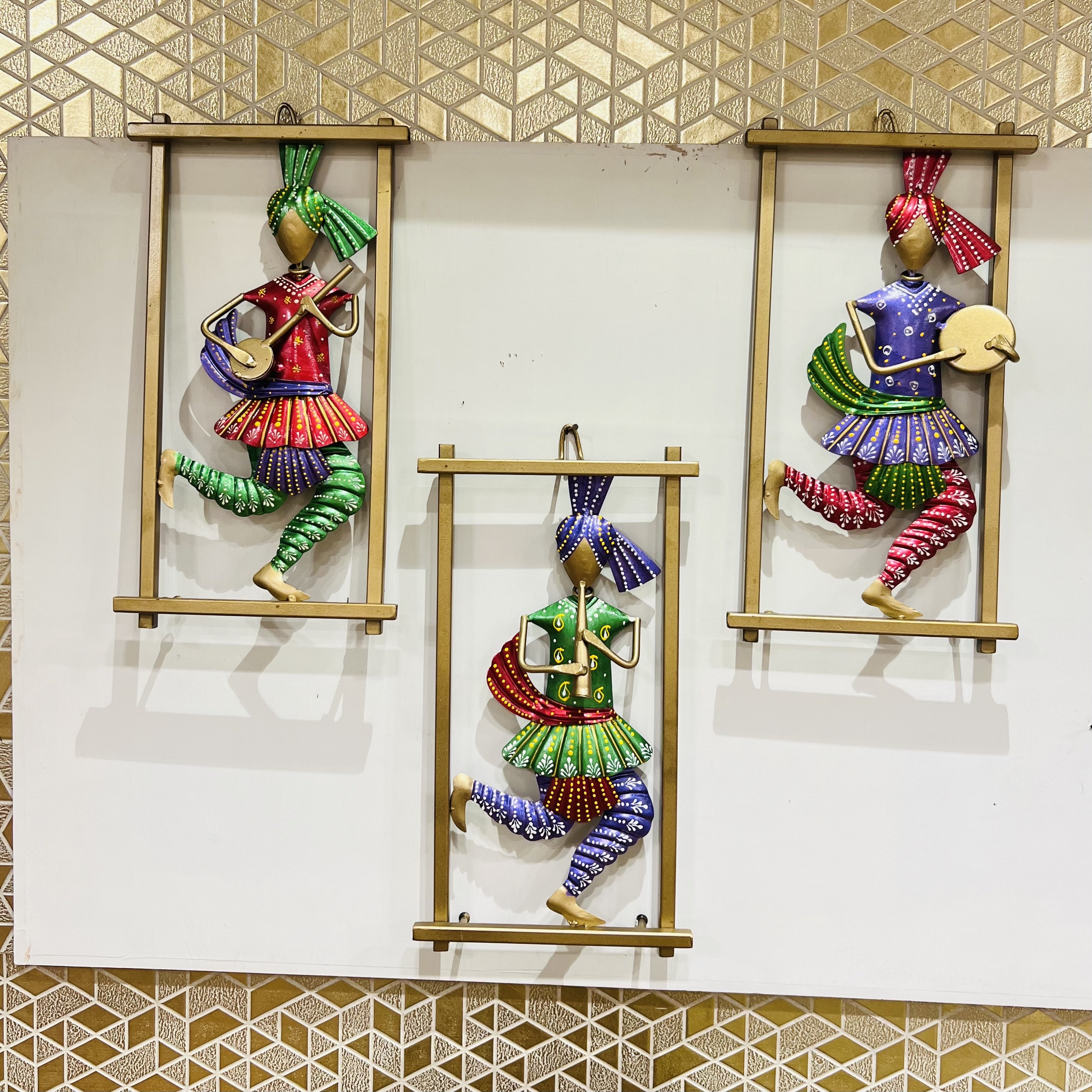 Musician Indian Metal Wall Decor Set, Rajasthani Metal Wall Art, Indian
