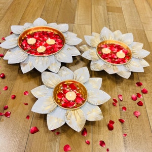 3er Set Lotus Urli Schale, Dekorative Urli Schale, Urli Schale für Schwimmkerze und Blume, 3-teiliges Set, Weihnachtsgeschenk, Einweihungsgeschenk