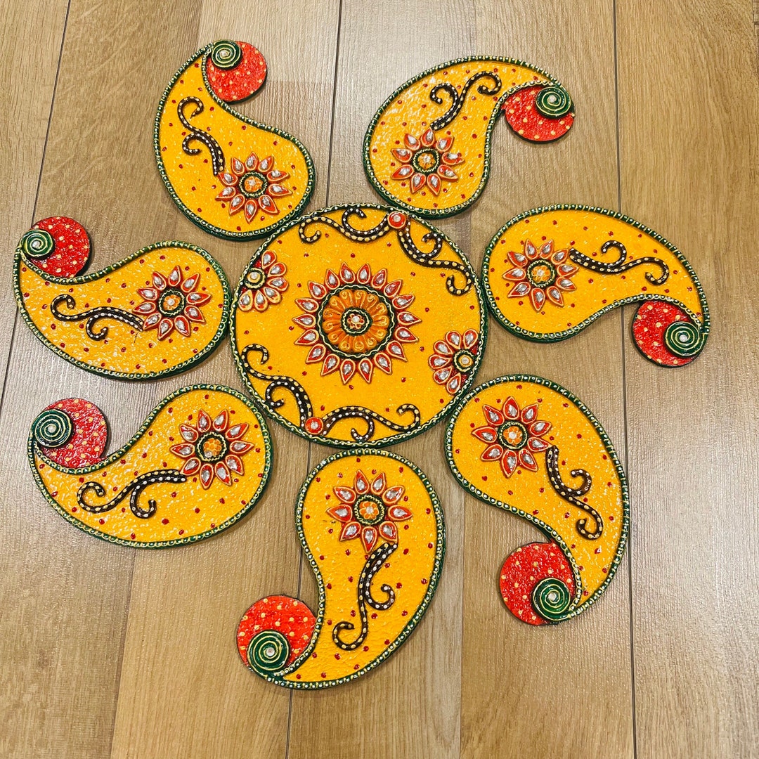 Handcrafted Wooden Rangoli Board: Diwali Decor, Festival Gift - Etsy