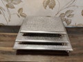 Set of 3 Indian Pooja Chowki: Oxidized Silver Finish, Diwali Decor