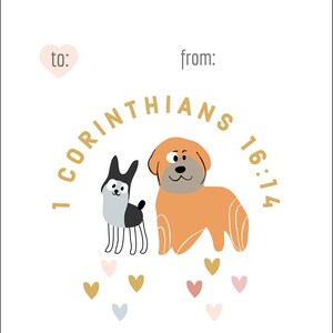 Cartões de dia dos namorados cristãos com tema cachorrinho (2 tamanhos) e pacote de marcadores