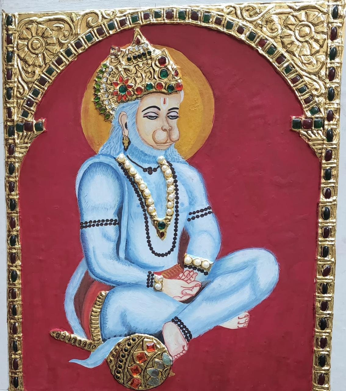 Tanjore Painting Hanuman Painting Hanuman Wall Art Hanuman Etsy