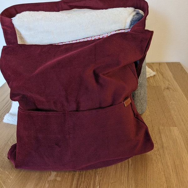 Cordtasche, ausgefallener Stoff, Shopper aus Cord, extravagante Tasche, Cordbeutel, Einkaufsbeutel, Cord, Tasche, Damentasche bordeaux