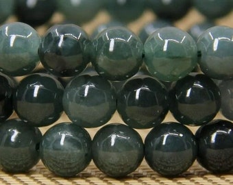 Natural Dark Green Jade Gemstone Stretch Healing Round Beads Women Men Bracelet AAA 8MM Bracelet