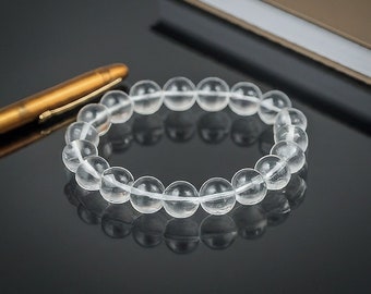 Natural Clear Quartz Gemstone Stretch Healing Round Beads Women Men Bracelet AAA 8MM Bracelet