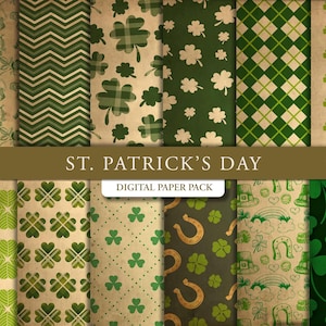 Vintage St. Patrick's Digital Paper | Pakiet papieru do druku Junk Journal | Tekstury papieru do decoupage'u