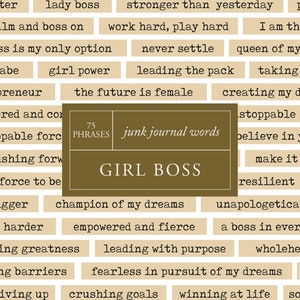 MENINA BOSS Junk Journal Palavras | Cartão de afirmação inspirador para impressão | Download digital | Empreendedora Feminina