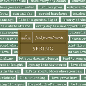 Palavras PRIMAVERA para Junk Journal | Cartão de afirmação inspirador para impressão | Download digital | Colagem sazonal