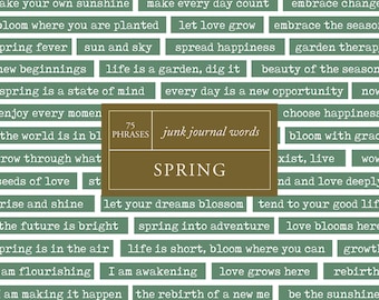 SPRING Words for Junk Journal | Inspirational Affirmation Card Printable | Digital Download | Seasonal Collage