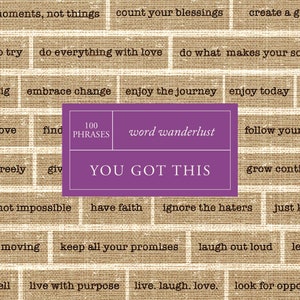 USTED TIENE ESTAS palabras para Junk Journal / Affirmation Printables / 100 Quotes / Vintage Typewriter / Digital Download Ephemera
