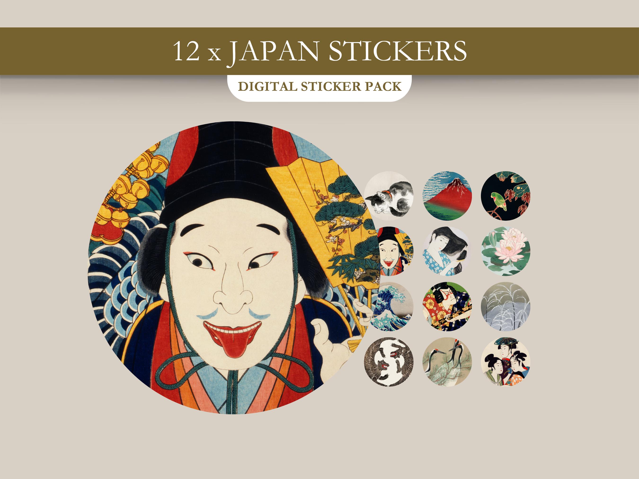 Japanese Art Sticker Pack - Ukiyo-e Stickers, Washi Art Stickers ...