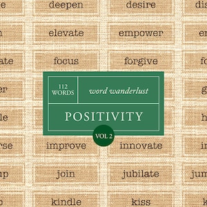 112 Positivity Inspirational Words - Junk Journal Words | Scrapbook Printable | Digital Download Vintage Ephemera | Printable Words Quotes