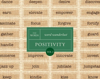 112 Positivity Inspirational Words - Junk Journal Words | Scrapbook Printable | Digital Download Vintage Ephemera | Printable Words Quotes