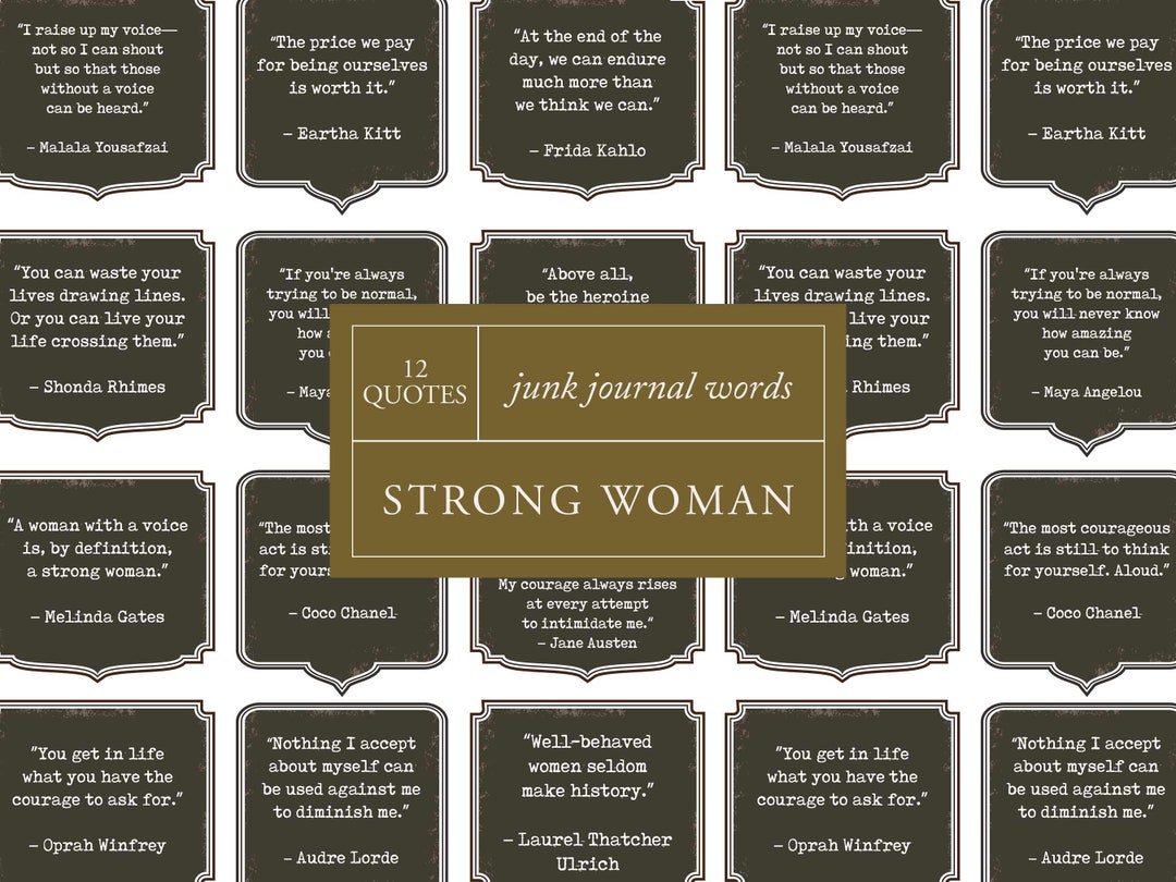 Strong Woman Quotes | Junk Journal Printables | Art Stickers | Digital ...