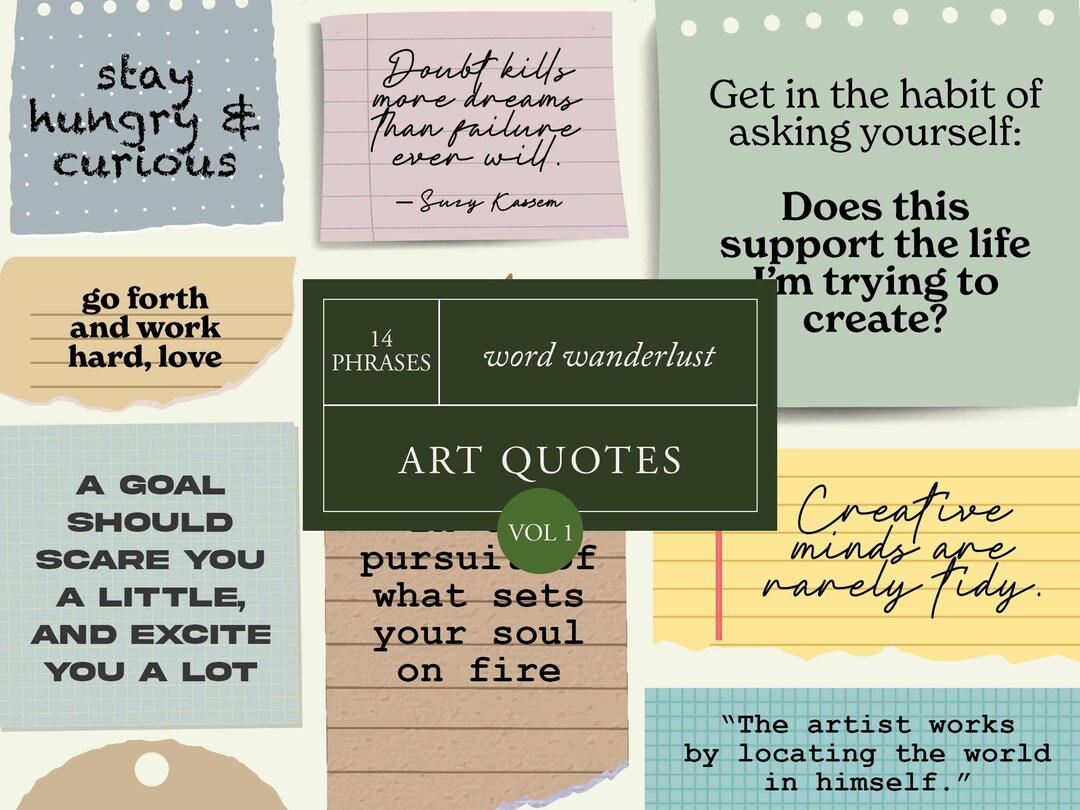 ART QUOTES V1 | Junk Journal Printables | Art Stickers | Digital Download |  Ephemera - Etsy, image size:1080x810